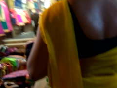 Sweaty fleshy back of indian desi bhabhi in market